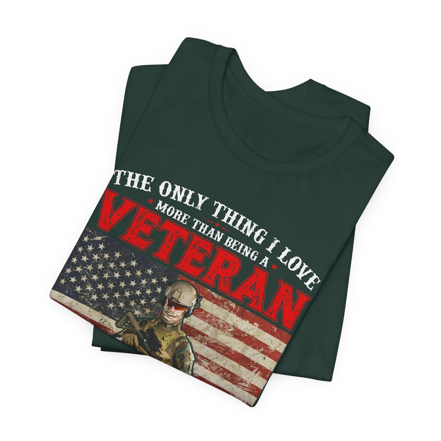 Veteran with American Flag Papa T-Shirt Military Grandpa Unisex Cotton Tee v30
