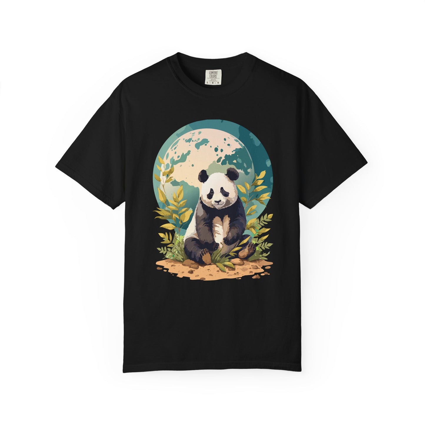 Panda Portrait T-Shirt Unisex Cotton Floral Chinese Graphic Circle Animal Art Tee pp6