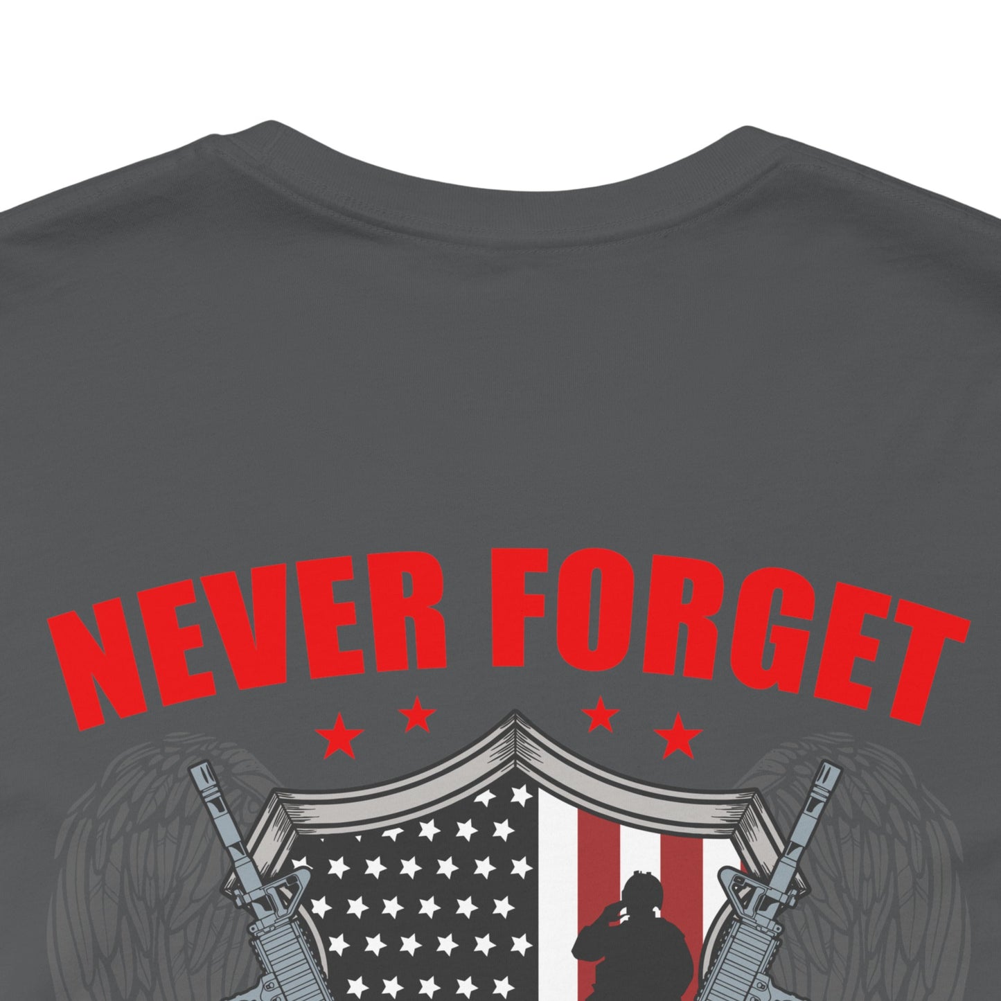 Never Forget Our Fallen Heroes T-Shirt American Flag Shield Eagles Unisex Cotton v39