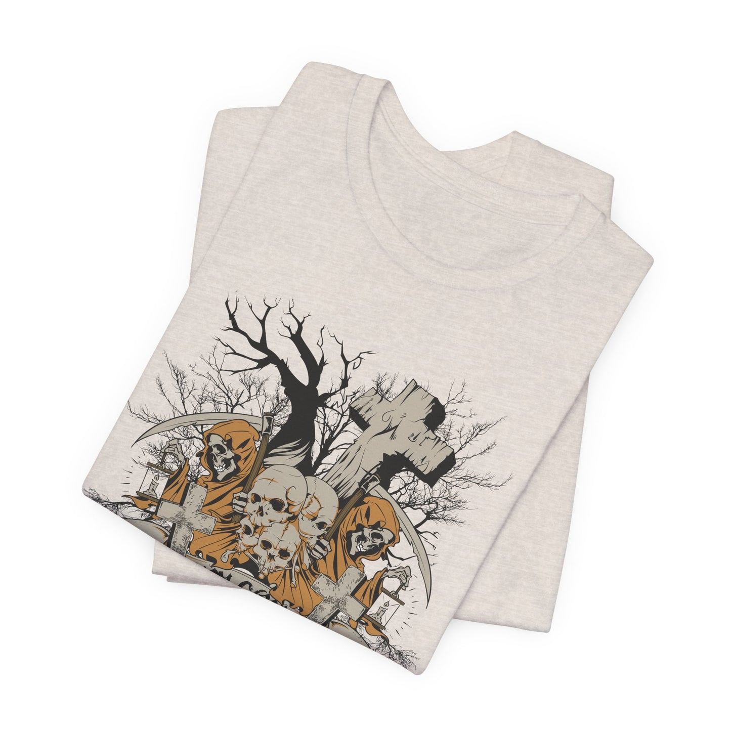 Skull Halloween Graphic Design Unisex Cotton T-Shirt Art-50