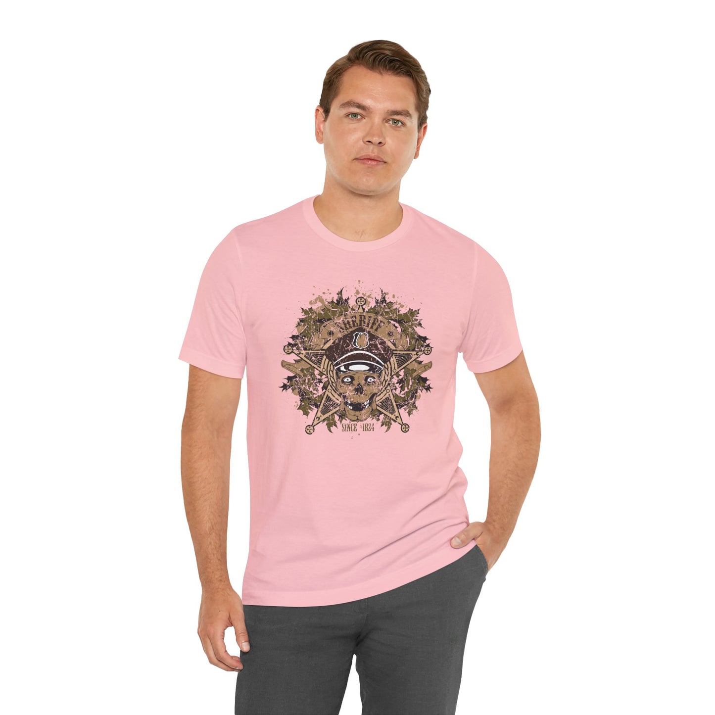 Skull Floral Emblem Graphic Unisex Cotton Tee Art-45
