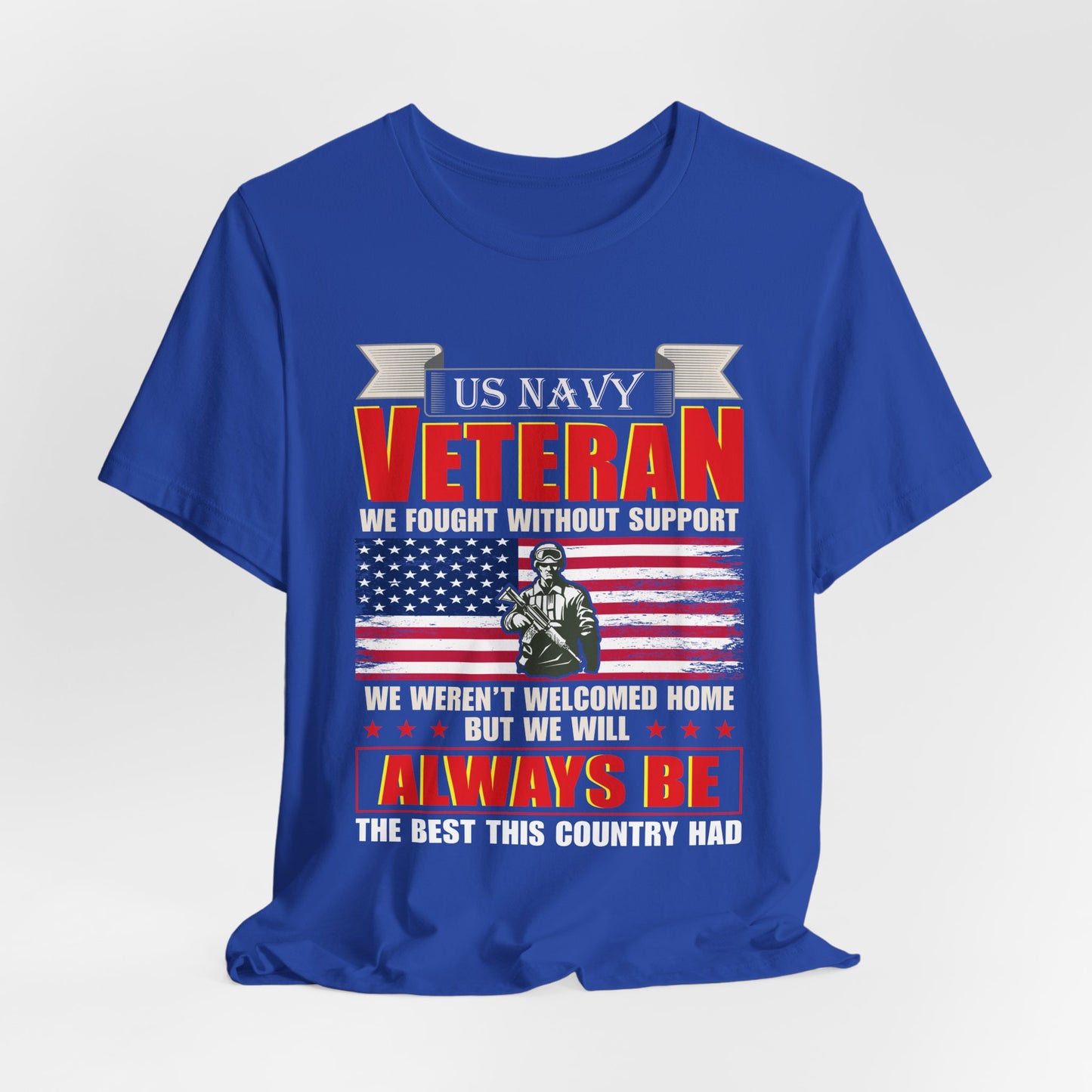 US Navy Veteran T-Shirt American Flag Soldier Graphic Patriotic Military Unisex Cotton v42