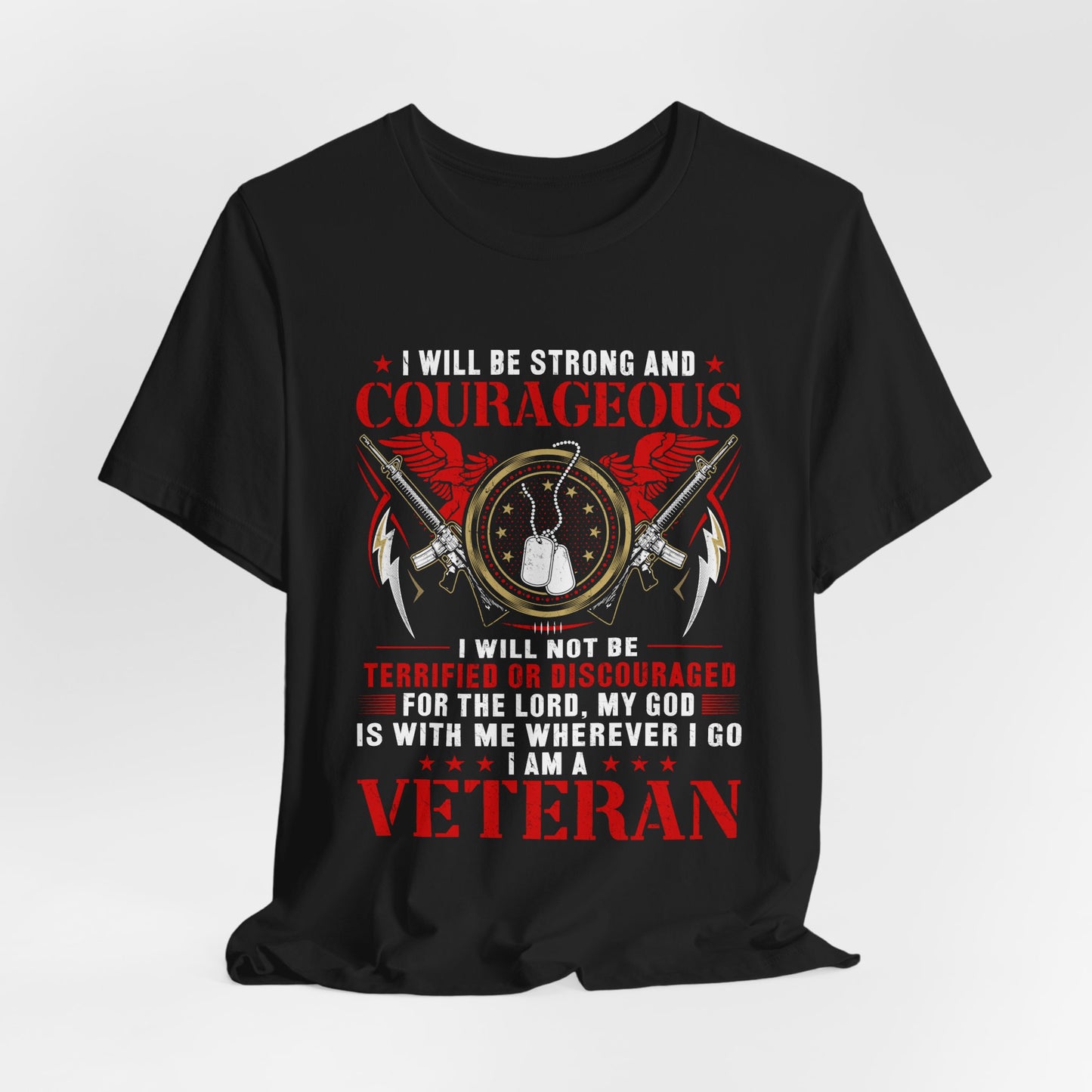 Courageous Veteran Prayer Tee Military Dog Tags Unisex Cotton T-Shirt v37
