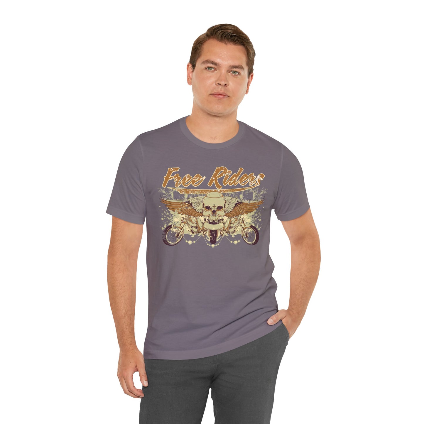 Free Riders Skull Motorcycle Tee Biker Graphic Art Design T-Shirt A-1