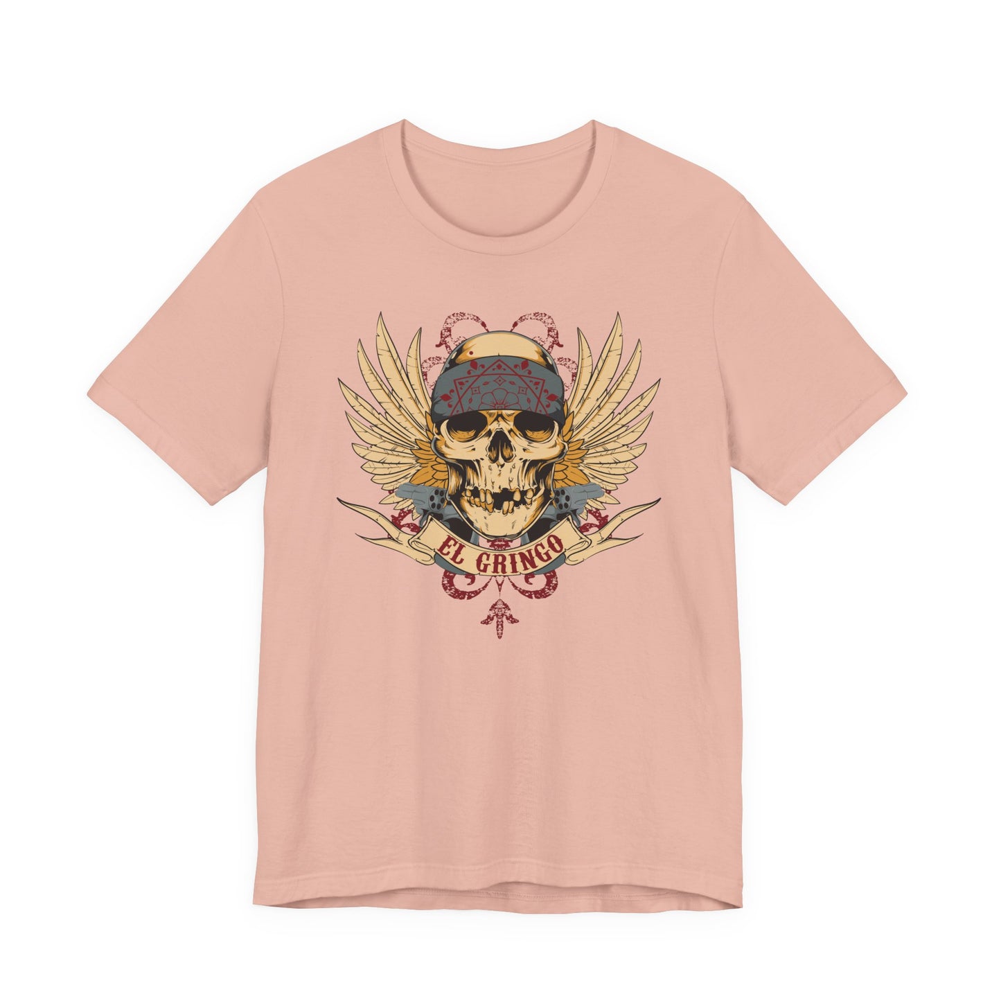 El Gringo Skull with Wings T-Shirt Vintage Tattoo Style Art-53