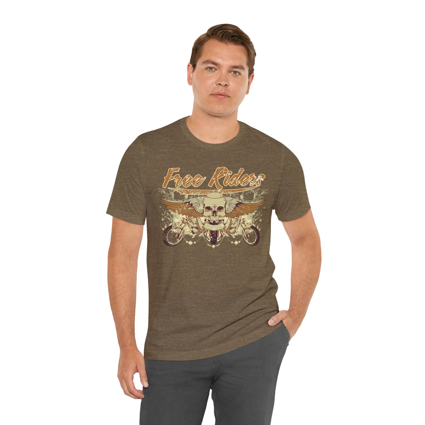 Free Riders Skull Motorcycle Tee Biker Graphic Art Design T-Shirt A-1