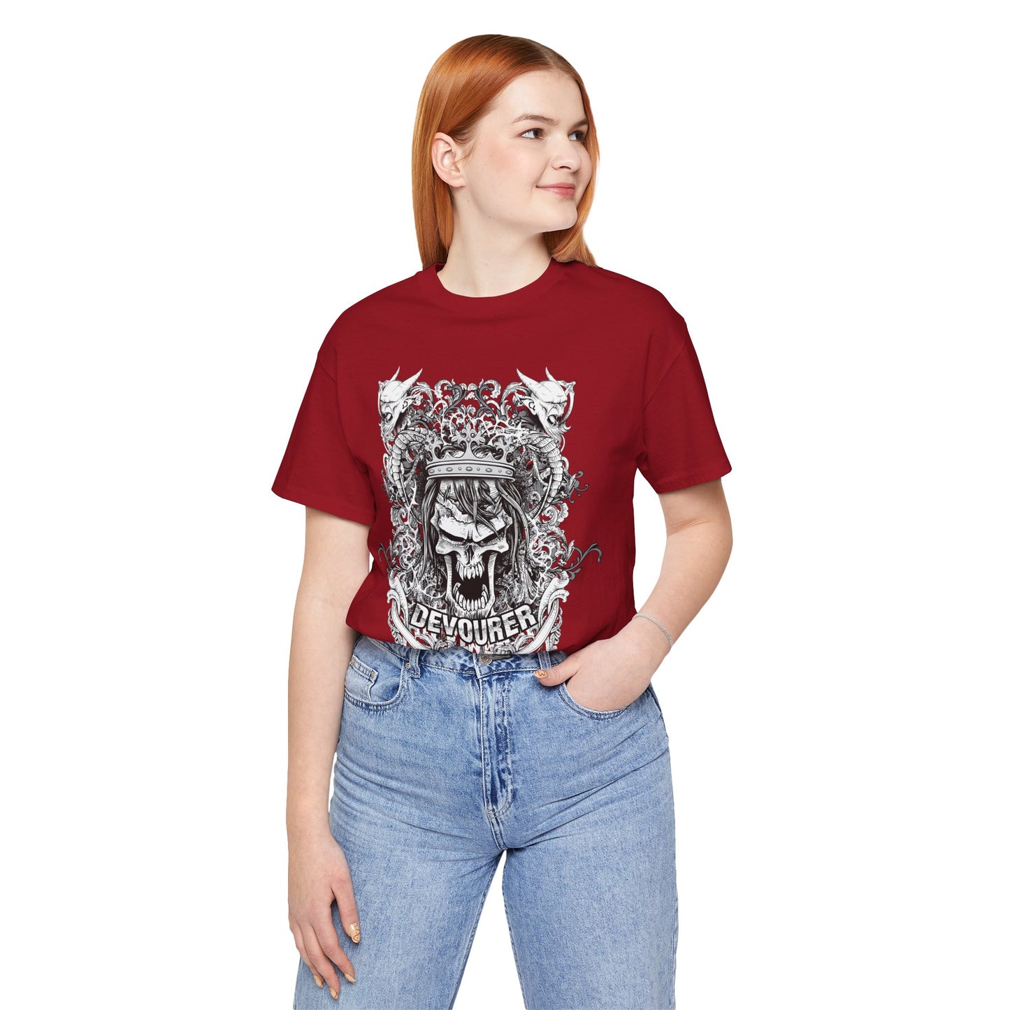 Gothic Skull Illustration Graphic Unisex Cotton T-Shirt r13