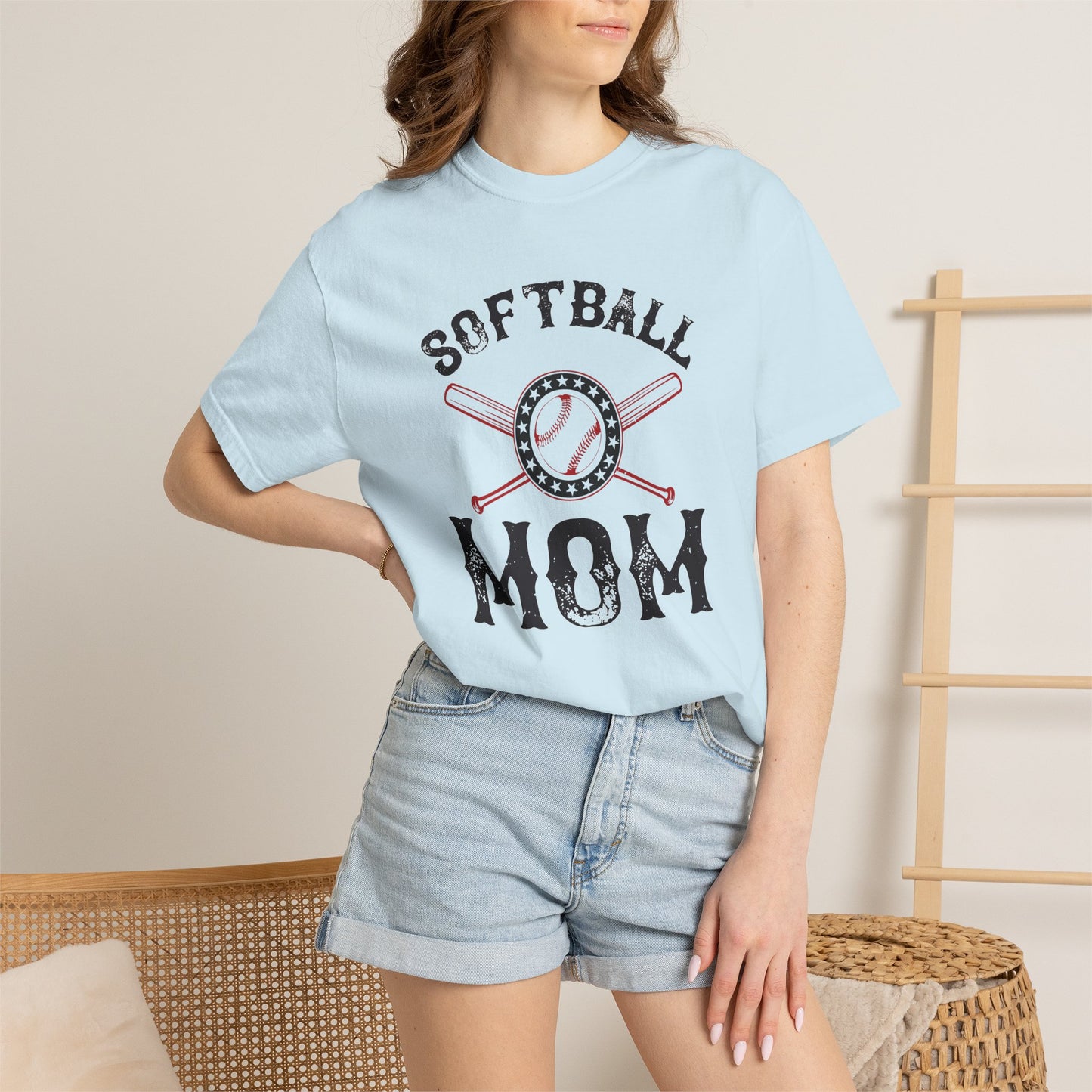 Softball Mom T-shirt Mother Day Mama Tee Unisex Comfort Colors Garment-Dyed Cotton h92
