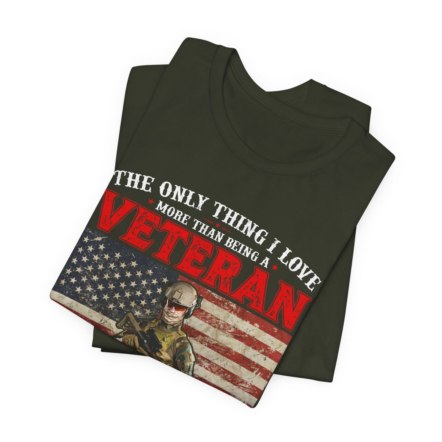 Veteran with American Flag Papa T-Shirt Military Grandpa Unisex Cotton Tee v30