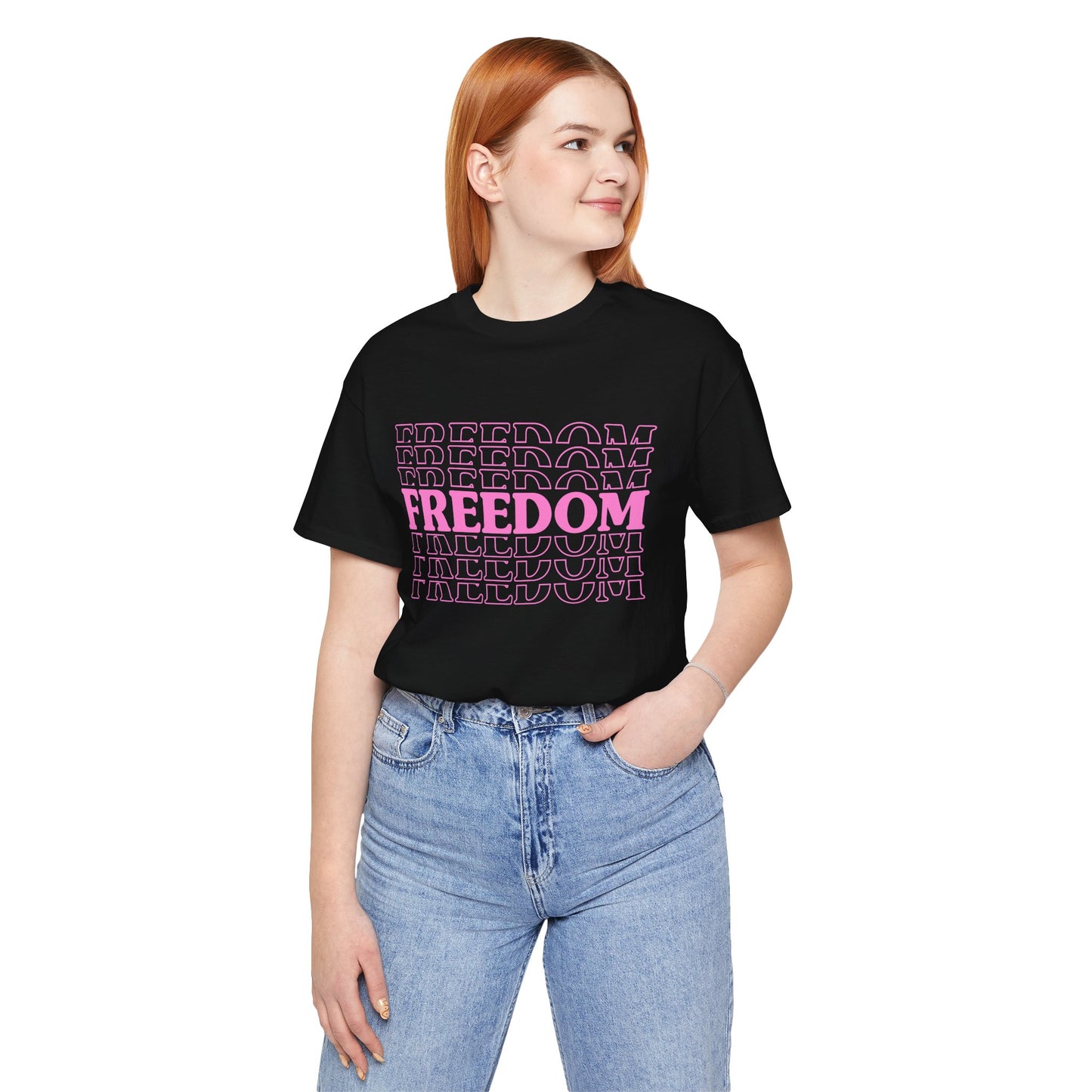Freedom Text Graphic Unisex Cotton T-Shirt a8