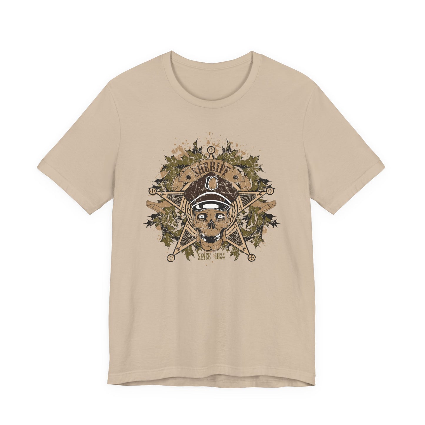 Skull Floral Emblem Graphic Unisex Cotton Tee Art-45