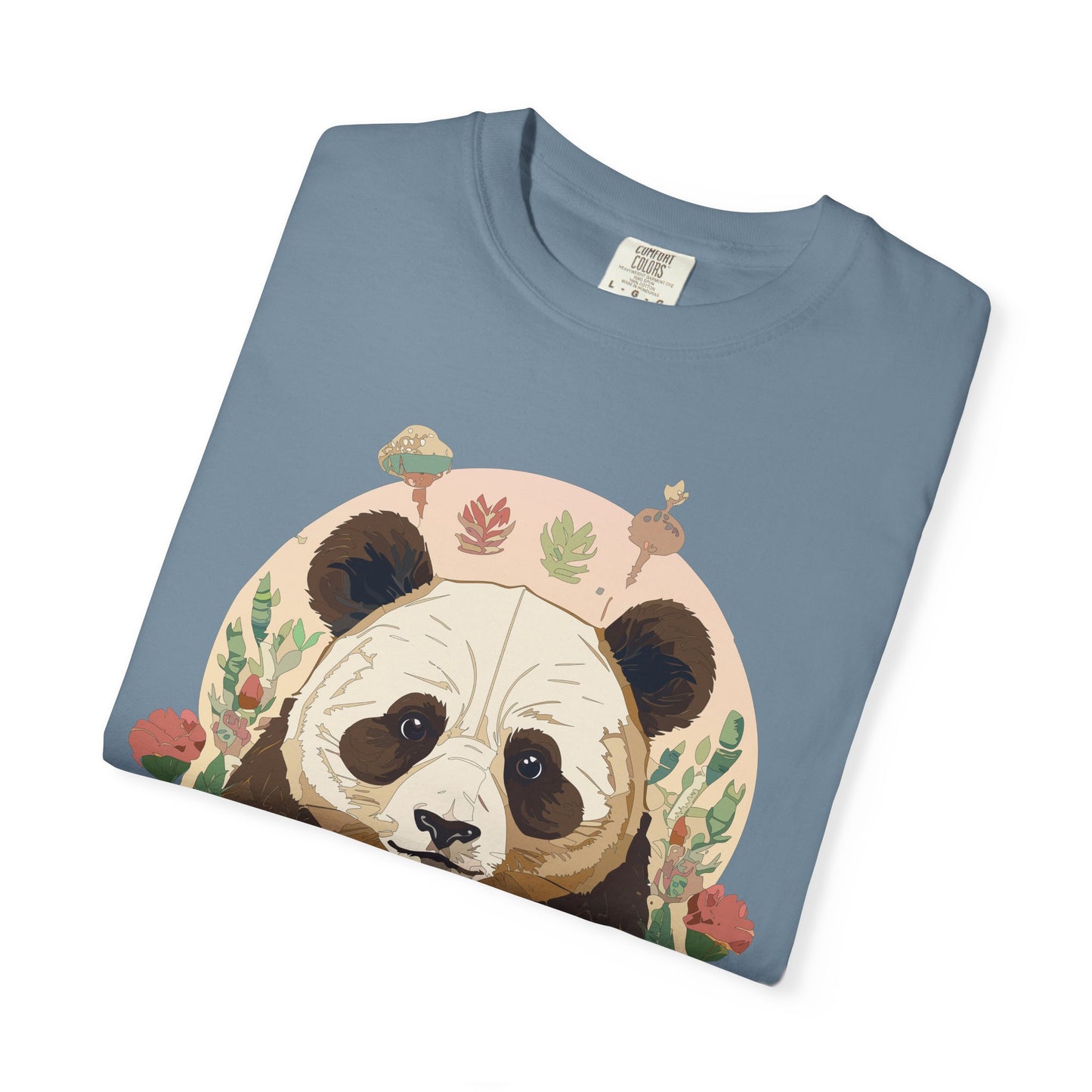 Panda Portrait T-Shirt Unisex Cotton Floral Chinese Graphic Circle Animal Art Tee p2