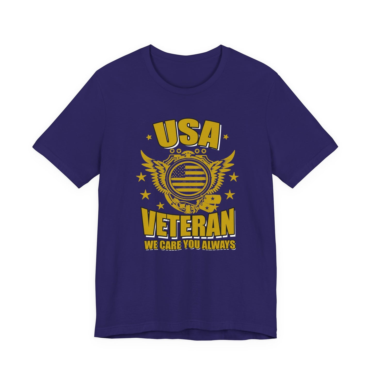 USA Veteran T-Shirt Military Emblem Winged Badge Stars Unisex Cotton v59