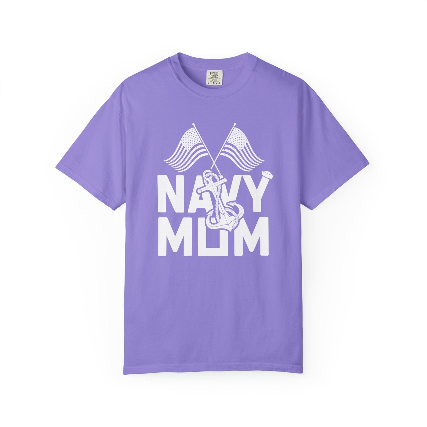 Navy Mom T-shirt Mother's Day Mama Tee Unisex Comfort Colors Garment-Dyed Cotton h20