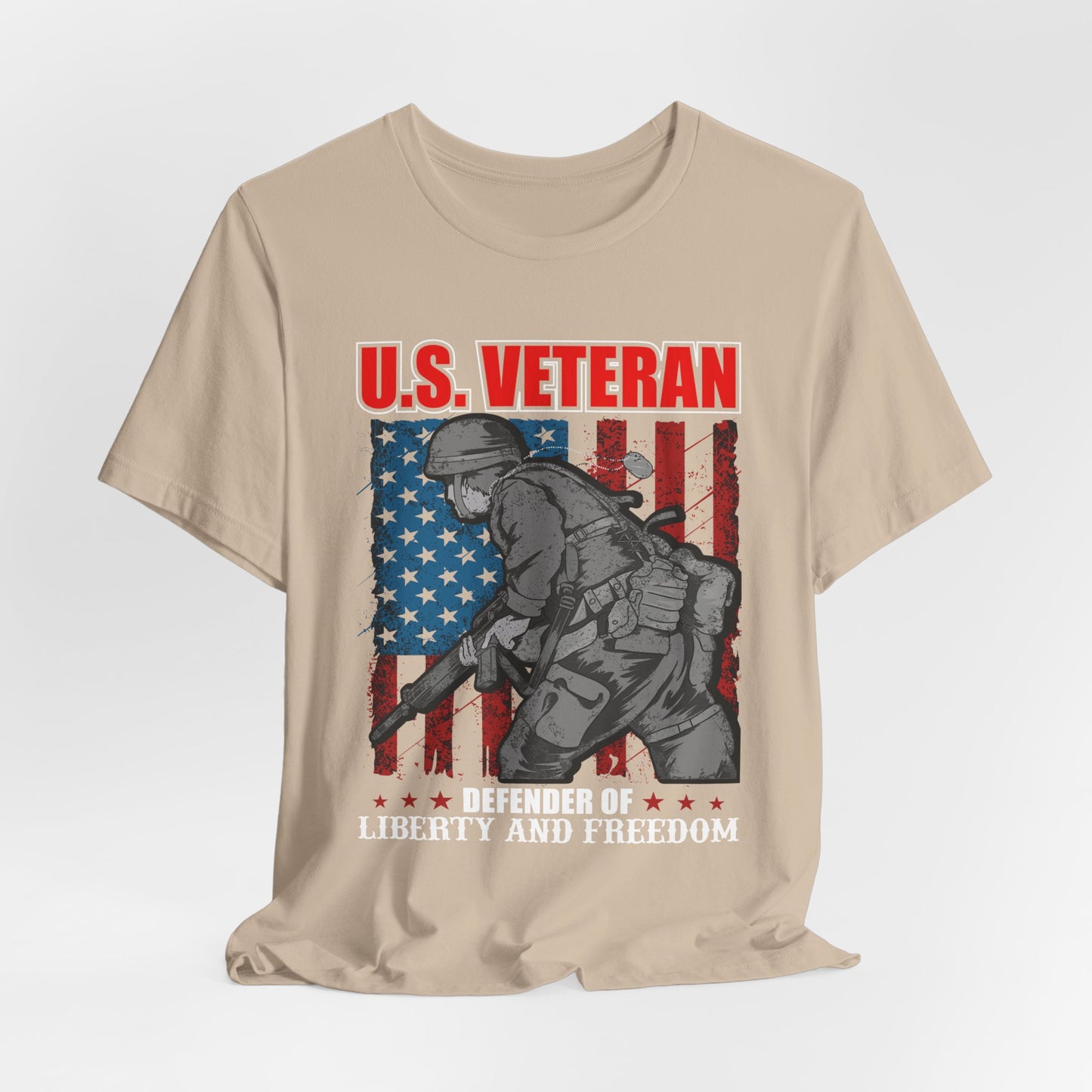 U.S. Veteran Soldier Illustration Tee Defender of Liberty and Freedom Unisex Cotton v31