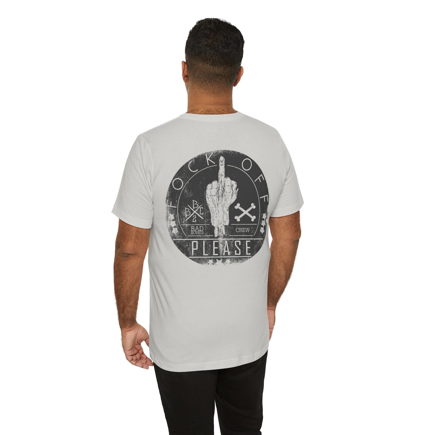 Fk Off Please tee Graphic Middle Finger Skull Design T-Shirt A-11