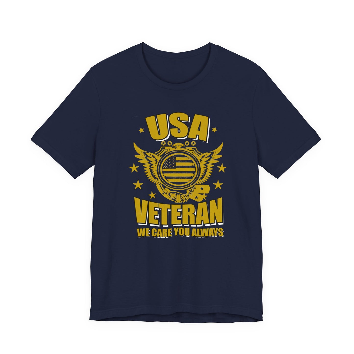 USA Veteran T-Shirt Military Emblem Winged Badge Stars Unisex Cotton v59
