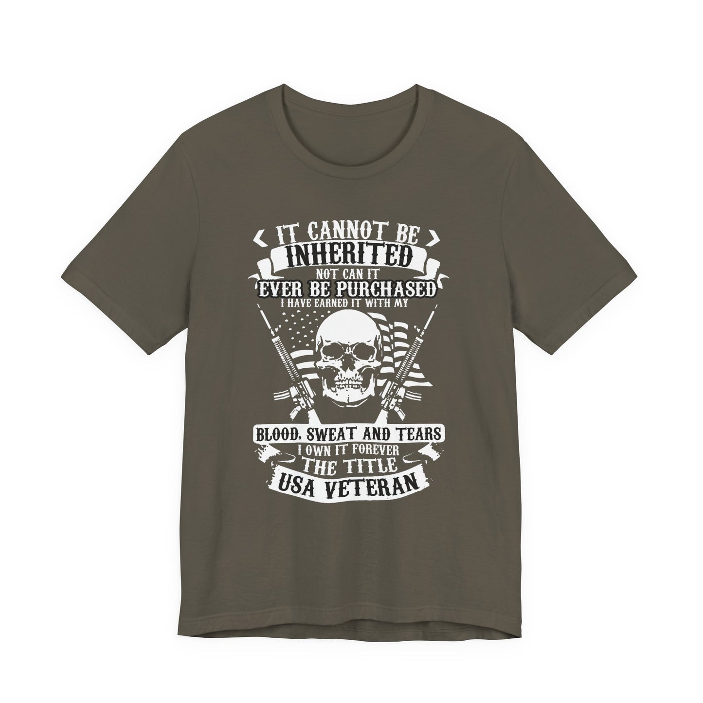 USA Veteran skull flag crossed rifles T-Shirt Military pride Unisex Cotton tee v54