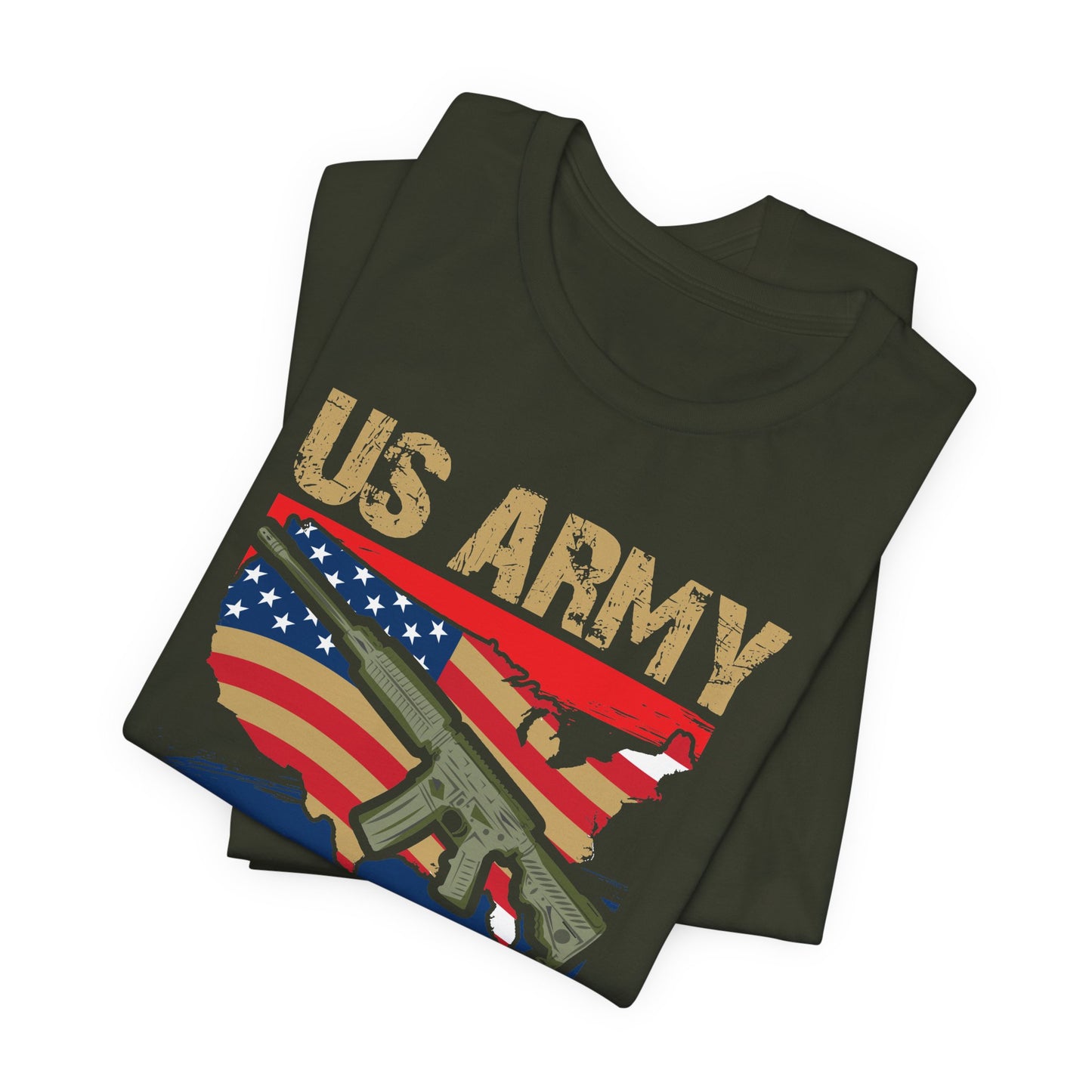 US Army Proud Veteran T-Shirt American Flag Rifle Military Unisex Cotton Tee v17