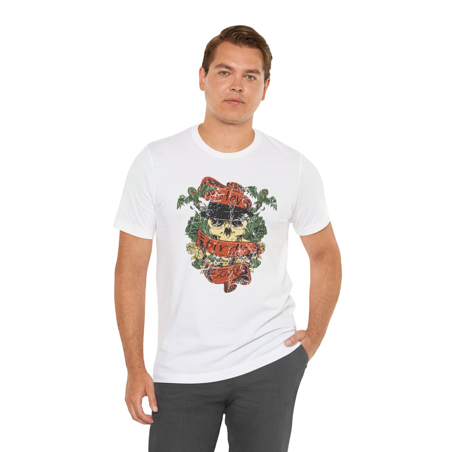 Skull Floral Tattoo Style Graphic Design Unisex Cotton T-Shirt Art-38