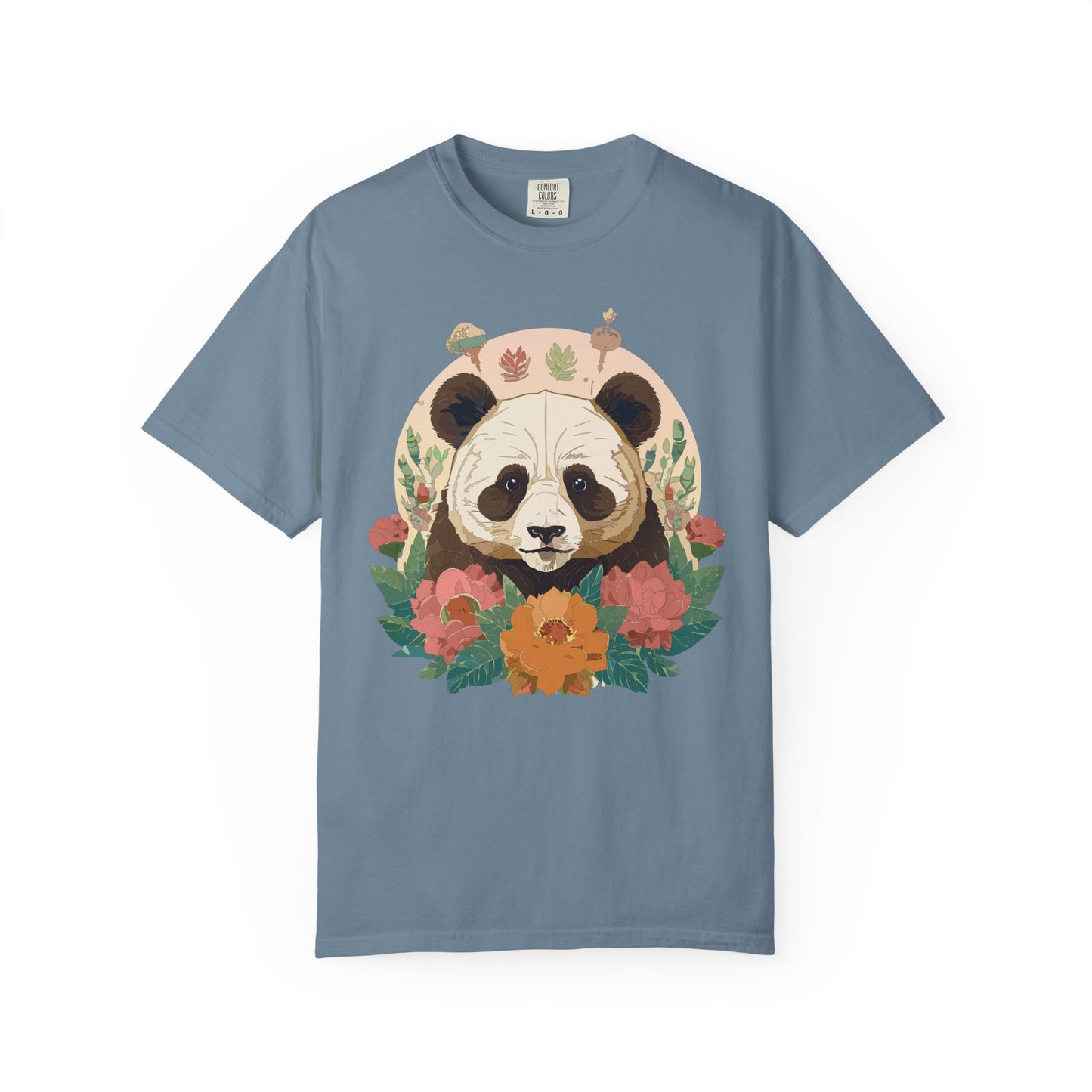 Panda Portrait T-Shirt Unisex Cotton Floral Chinese Graphic Circle Animal Art Tee p2