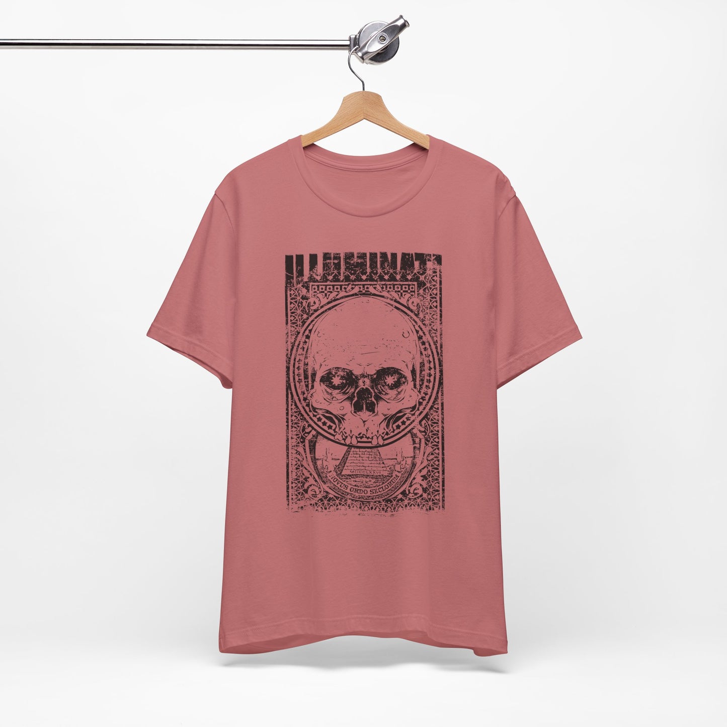 Skull Circle Graphic T-Shirt Vintage Etching Illustration Art Design Tee A-9