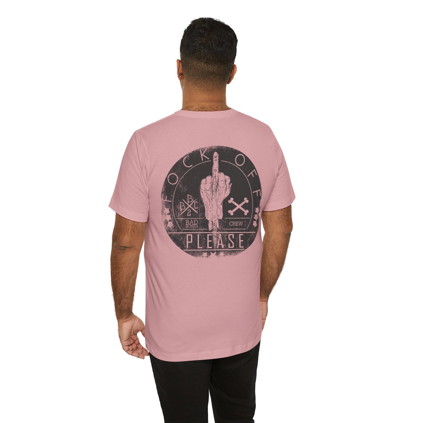 Fk Off Please tee Graphic Middle Finger Skull Design T-Shirt A-11