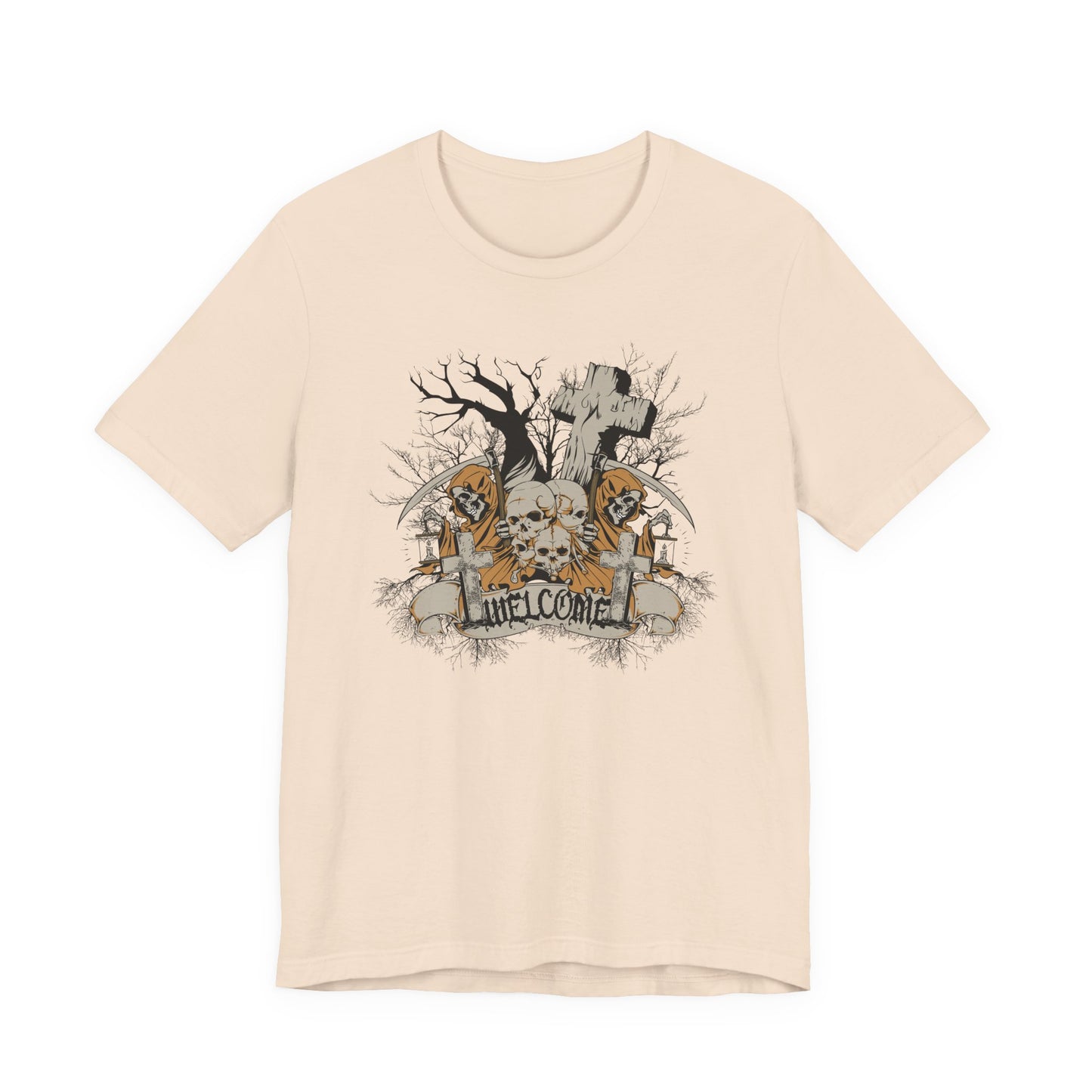Skull Halloween Graphic Design Unisex Cotton T-Shirt Art-50