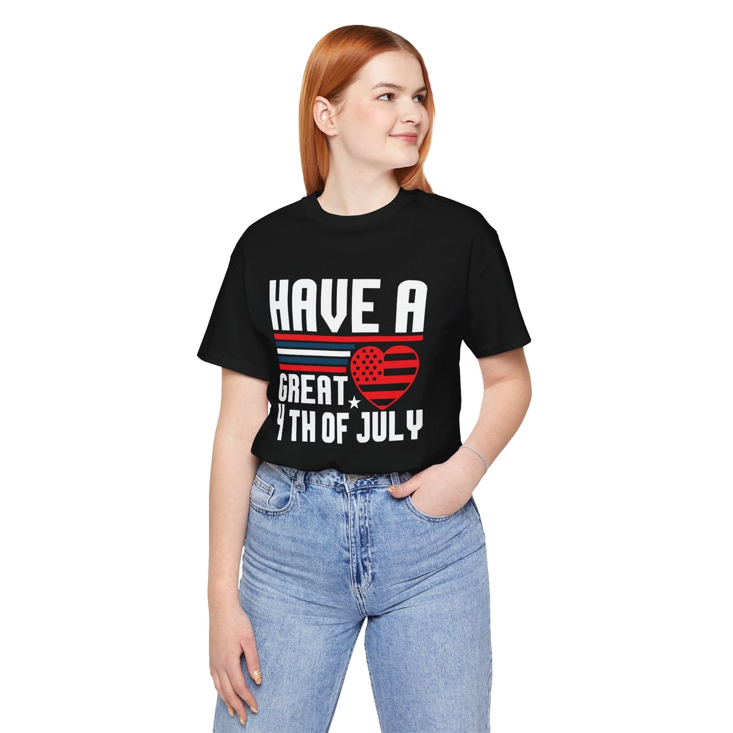 4th of July American Flag Graphic Unisex Cotton T-Shirt 020