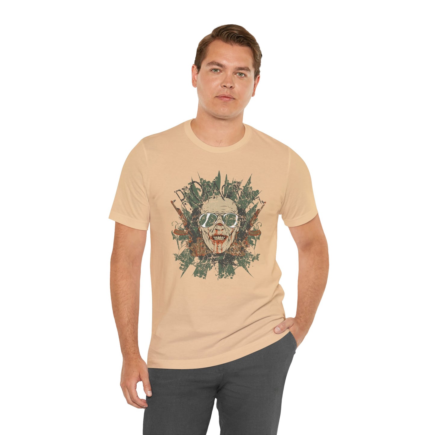 Retro Skull Floral Graphic Design Unisex Cotton T-Shirt G-2