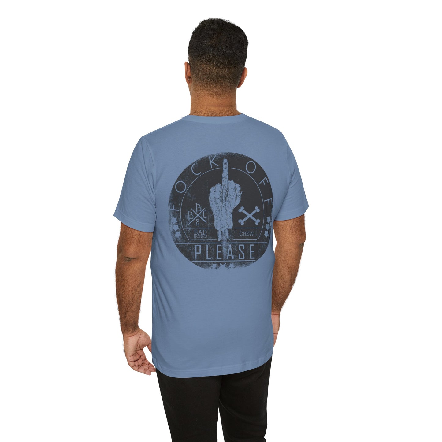 Fk Off Please tee Graphic Middle Finger Skull Design T-Shirt A-11