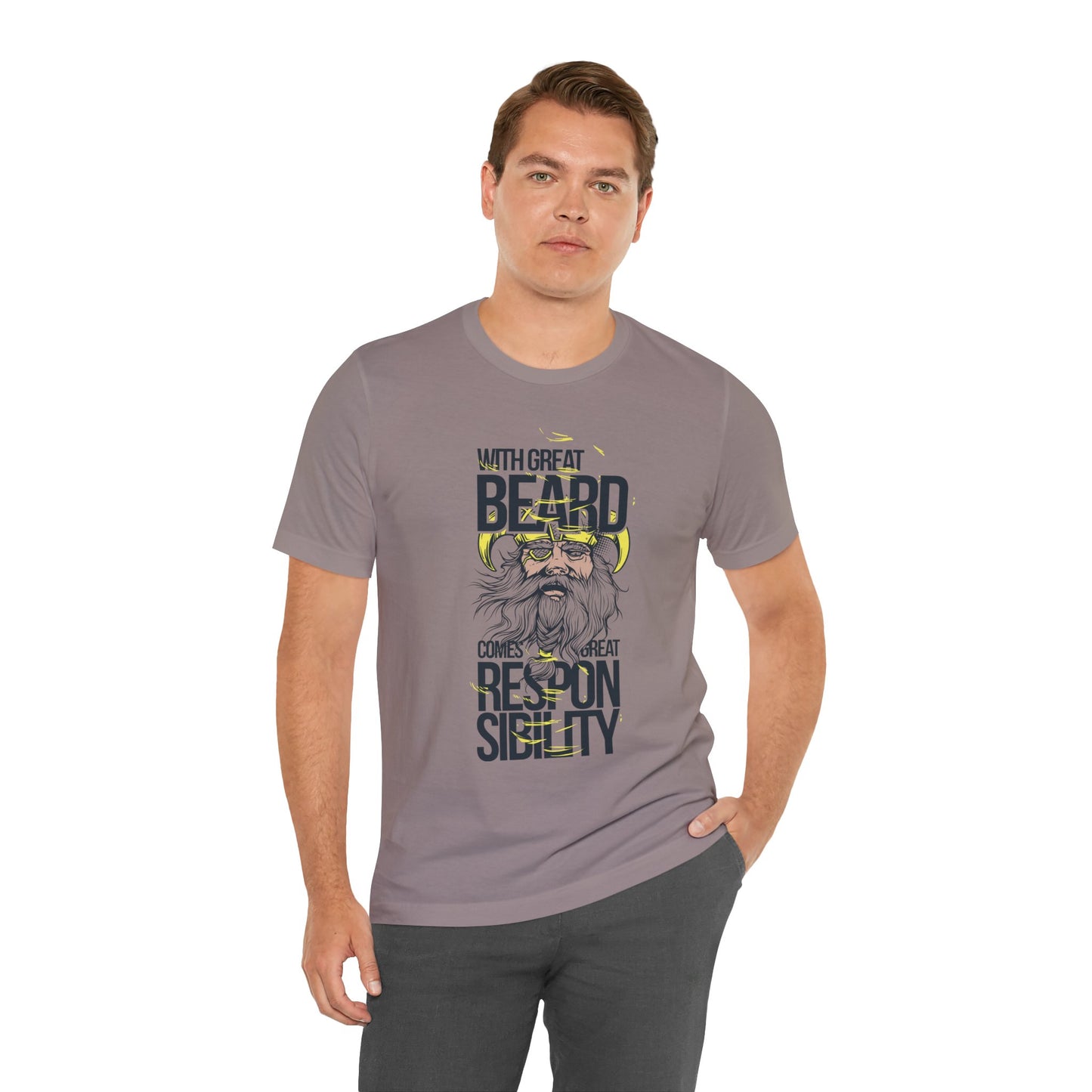 With Great Beard Comes Great Responsibility Tee Viking Beard Graphic Shirt A-2
