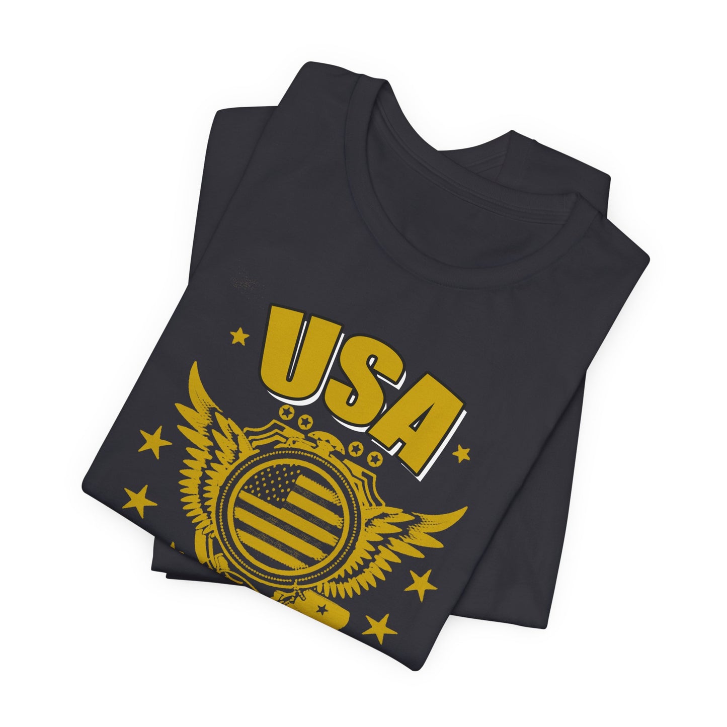 USA Veteran T-Shirt Military Emblem Winged Badge Stars Unisex Cotton v59