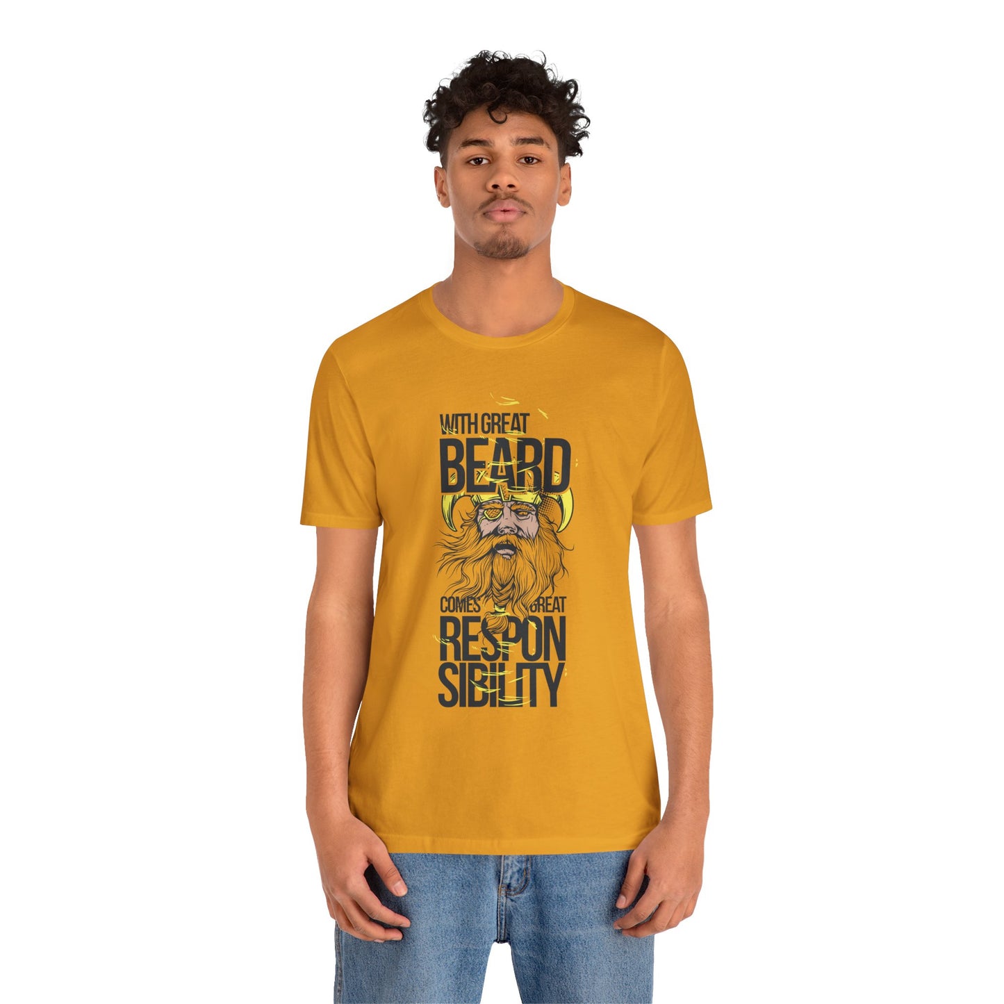 With Great Beard Comes Great Responsibility Tee Viking Beard Graphic Shirt A-2