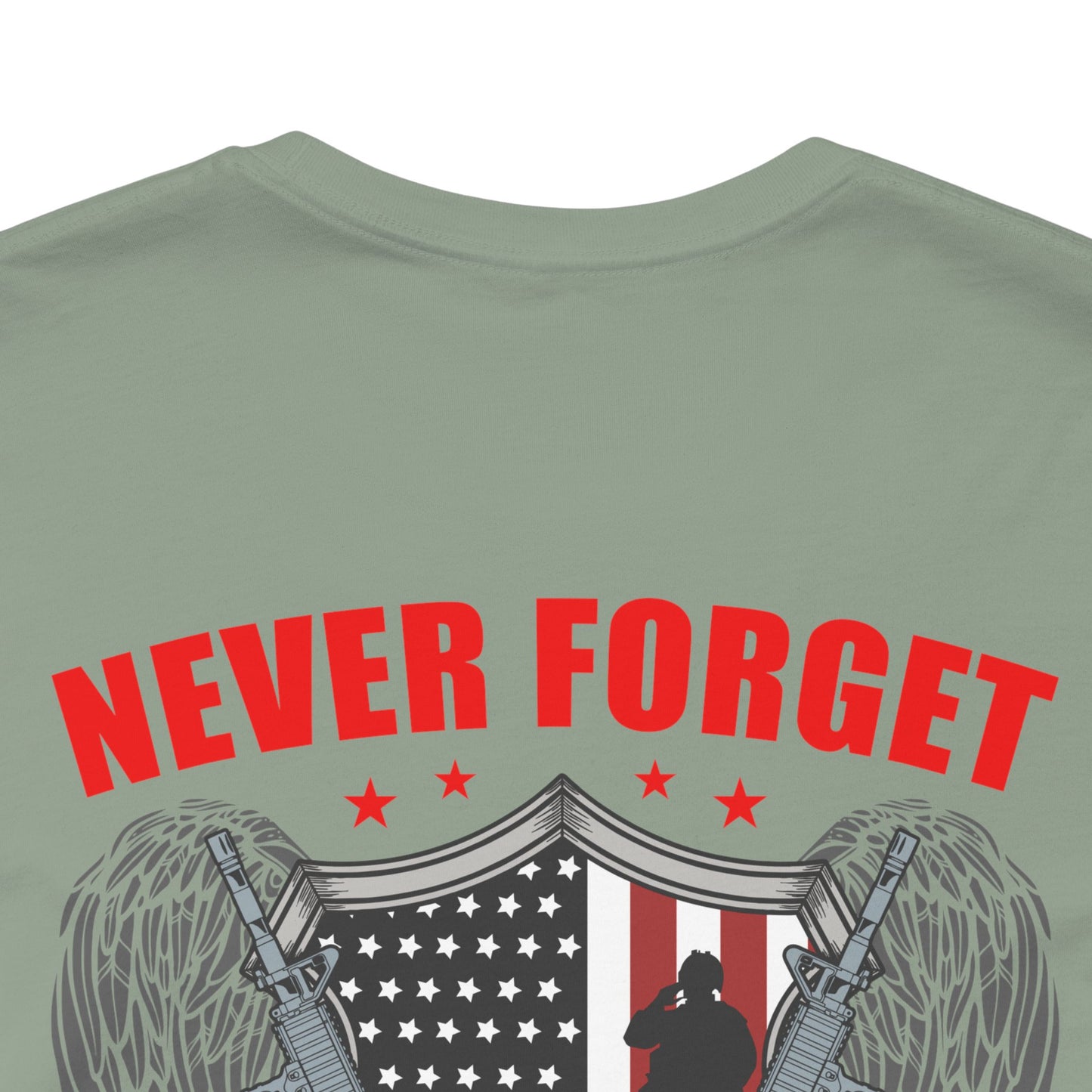 Never Forget Our Fallen Heroes T-Shirt American Flag Shield Eagles Unisex Cotton v39