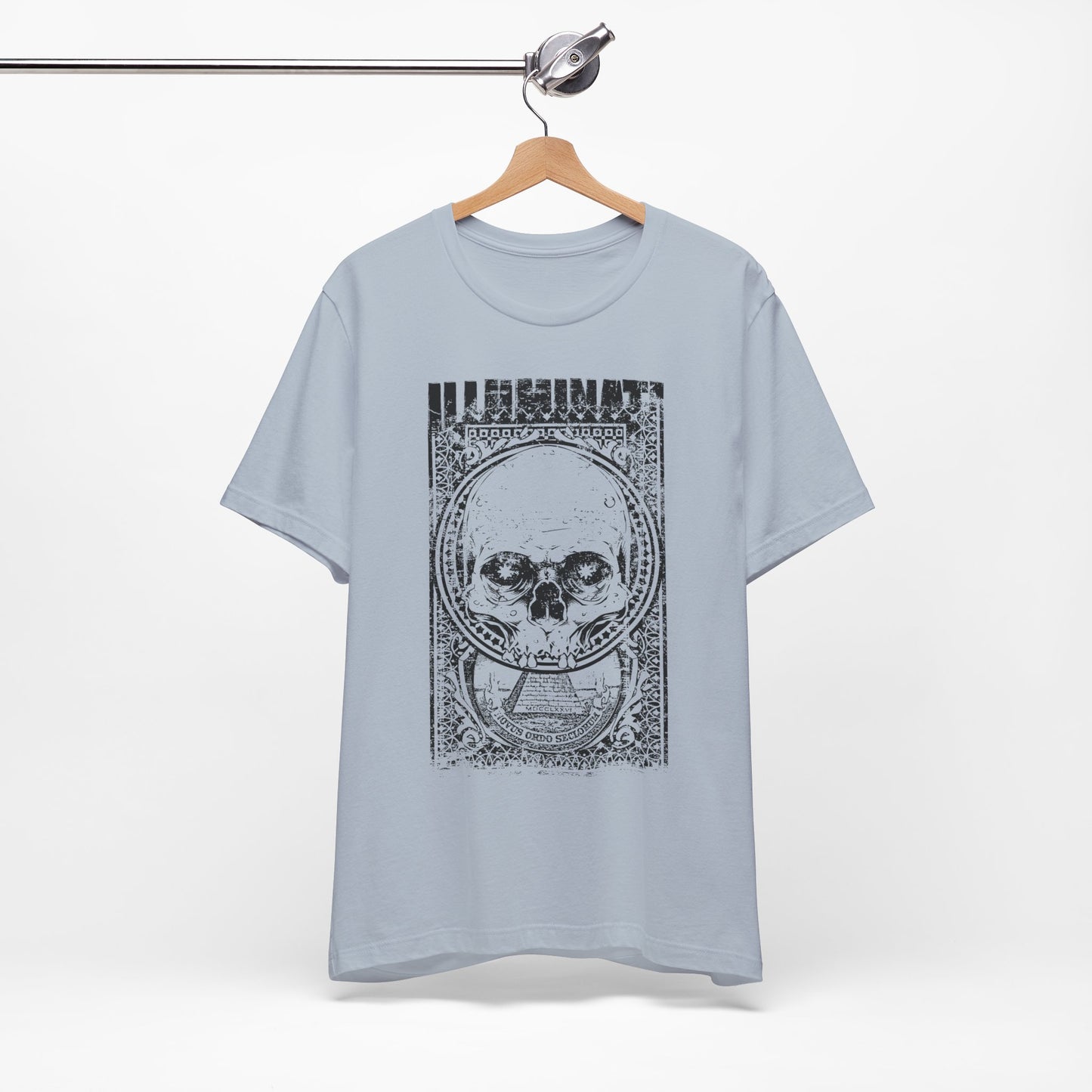 Skull Circle Graphic T-Shirt Vintage Etching Illustration Art Design Tee A-9
