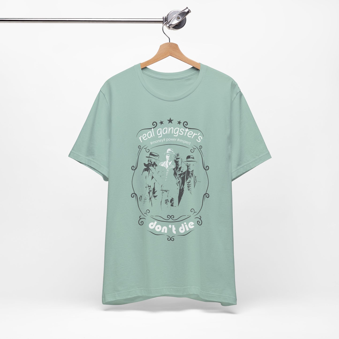 Real Gangsters Don't Die T-Shirt Vintage Outlaw Illustration Retro Biker Tee A-3