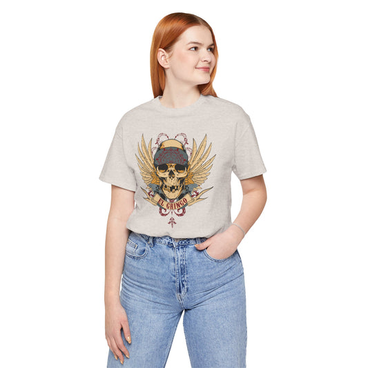 El Gringo Skull with Wings T-Shirt Vintage Tattoo Style Art-53