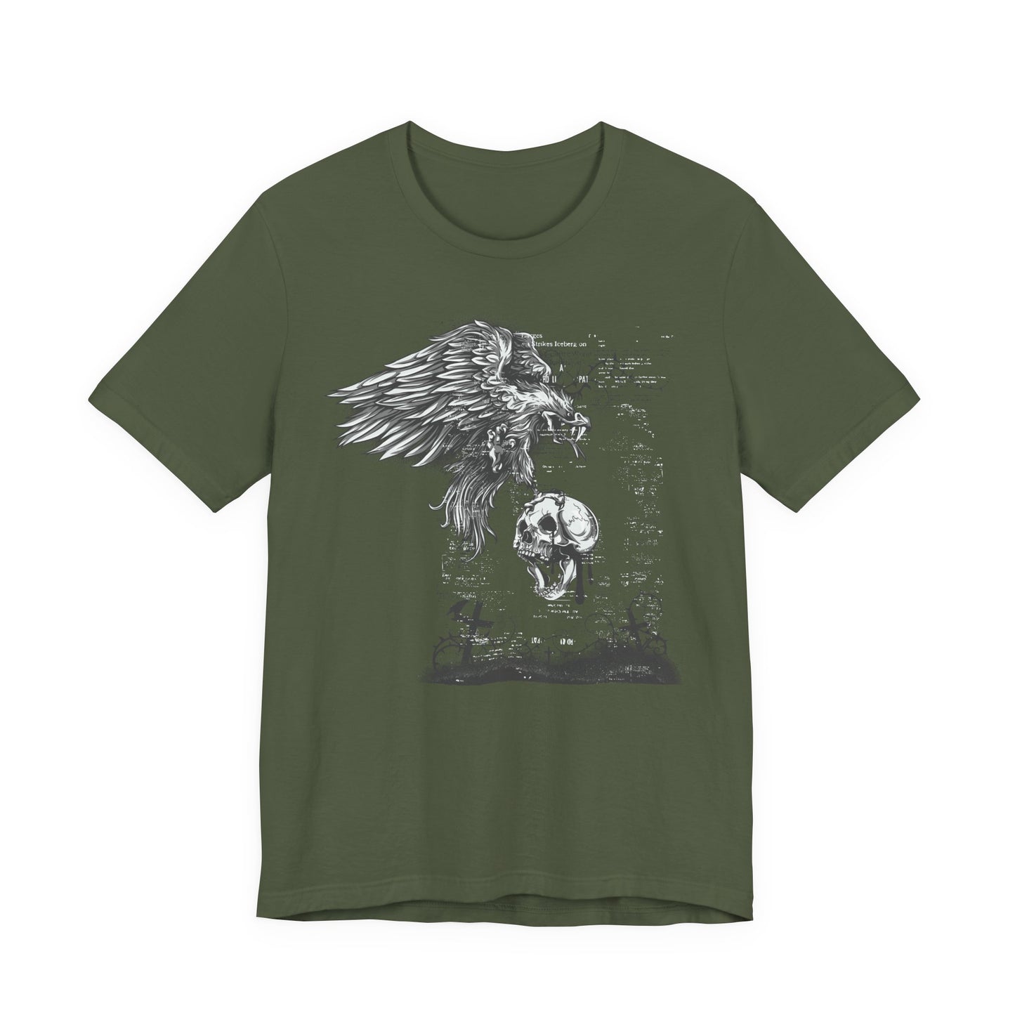 Raven and Skull Illustration Graphic Unisex Cotton T-Shirt r19