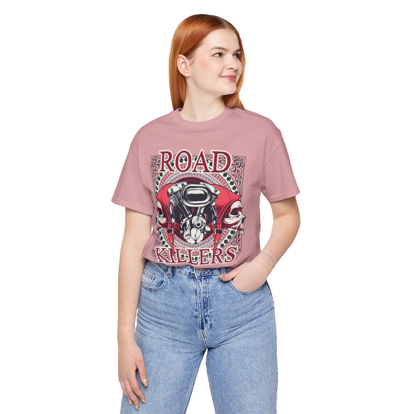 Dark Road Motorcycle Helmet Skull Tee Biker graphic t-shirt G-1