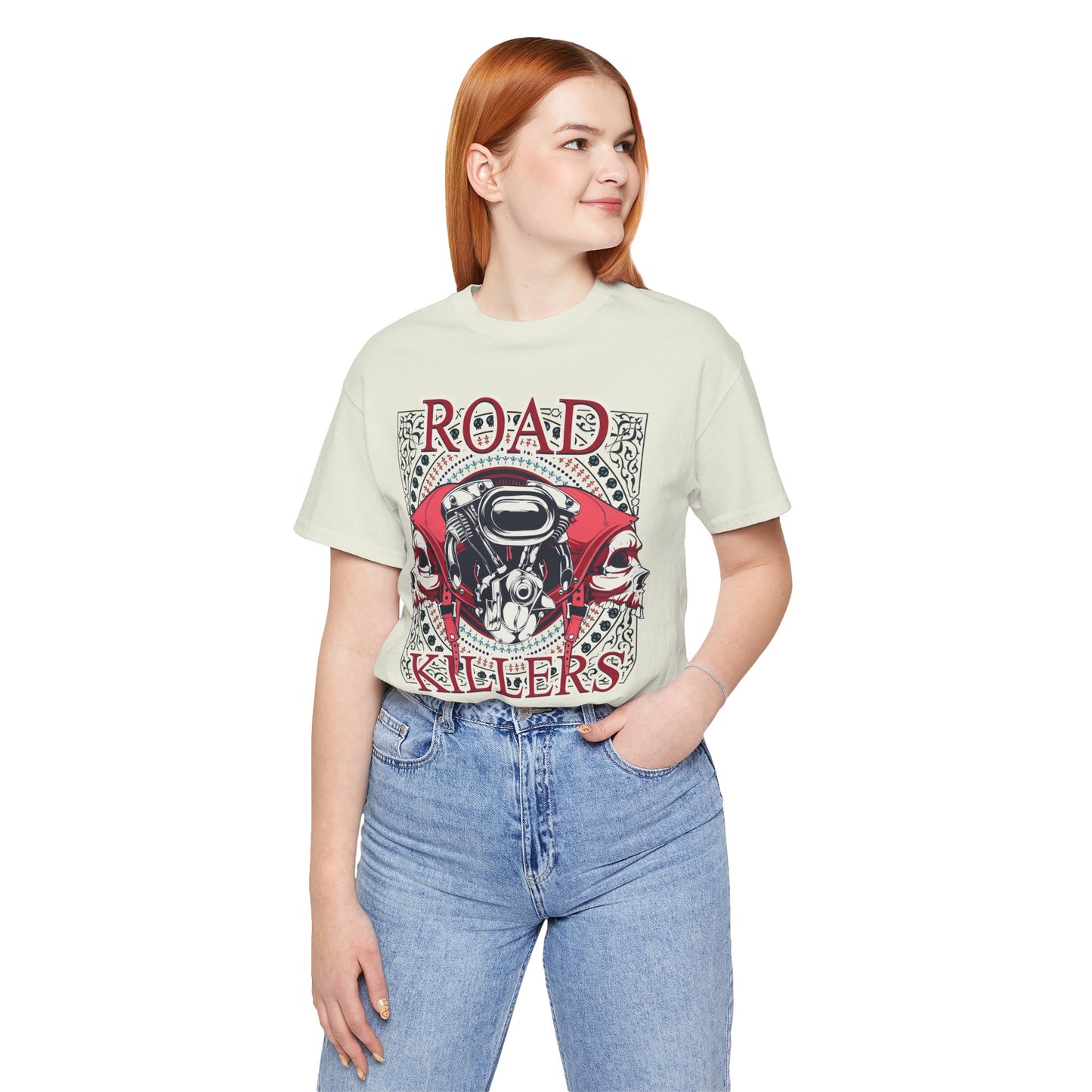 Dark Road Motorcycle Helmet Skull Tee Biker graphic t-shirt G-1