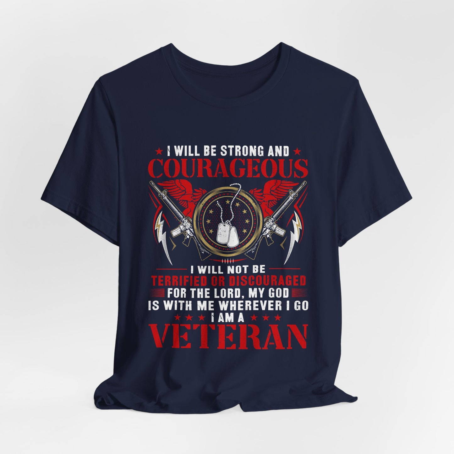 Courageous Veteran Prayer Tee Military Dog Tags Unisex Cotton T-Shirt v37