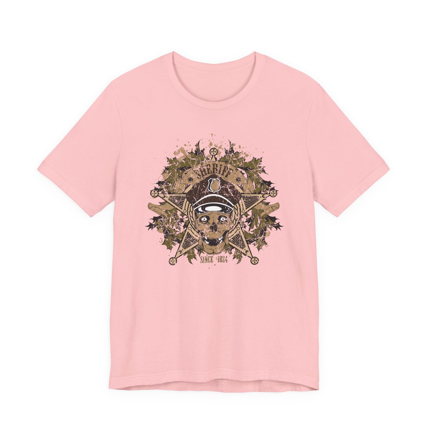 Skull Floral Emblem Graphic Unisex Cotton Tee Art-45