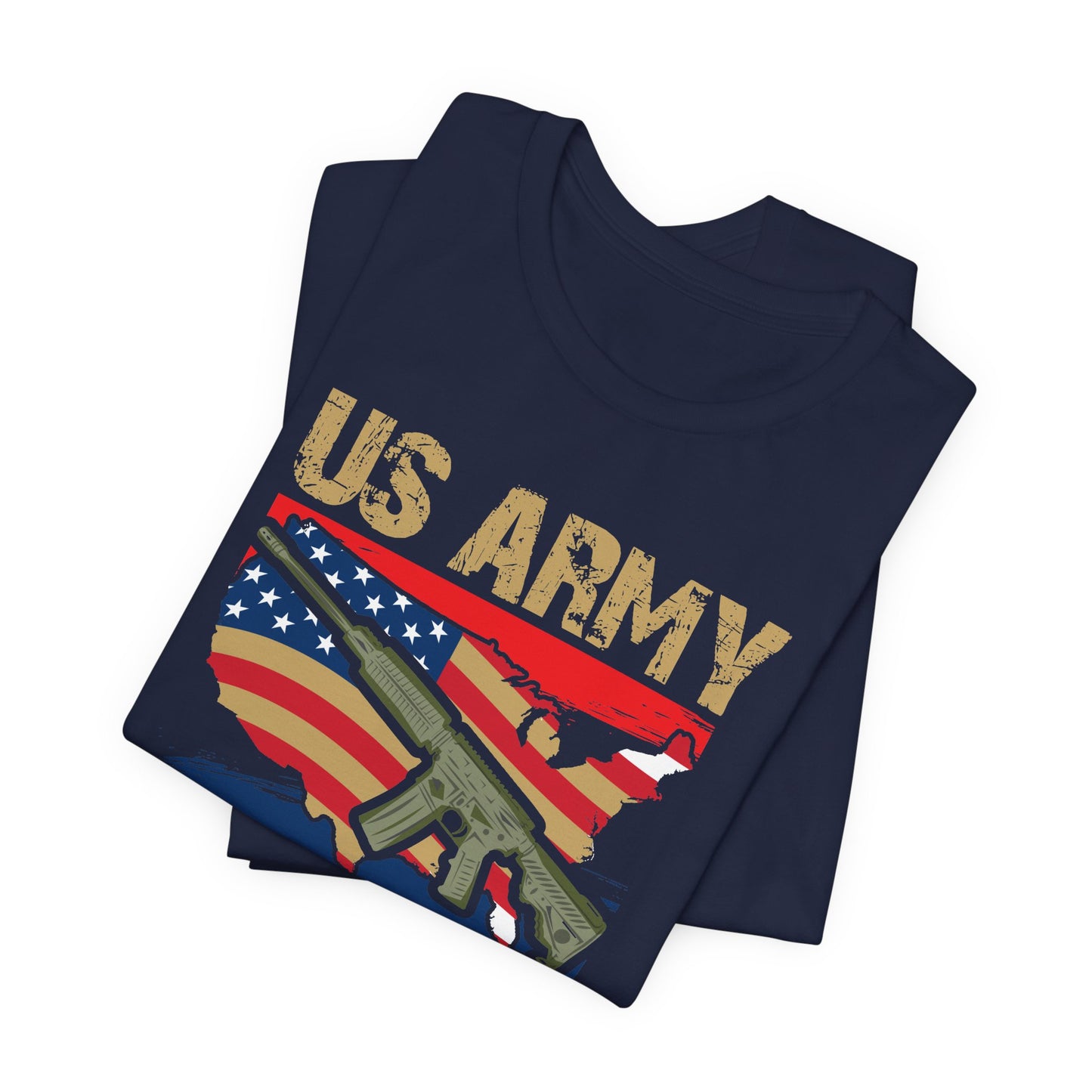US Army Proud Veteran T-Shirt American Flag Rifle Military Unisex Cotton Tee v17