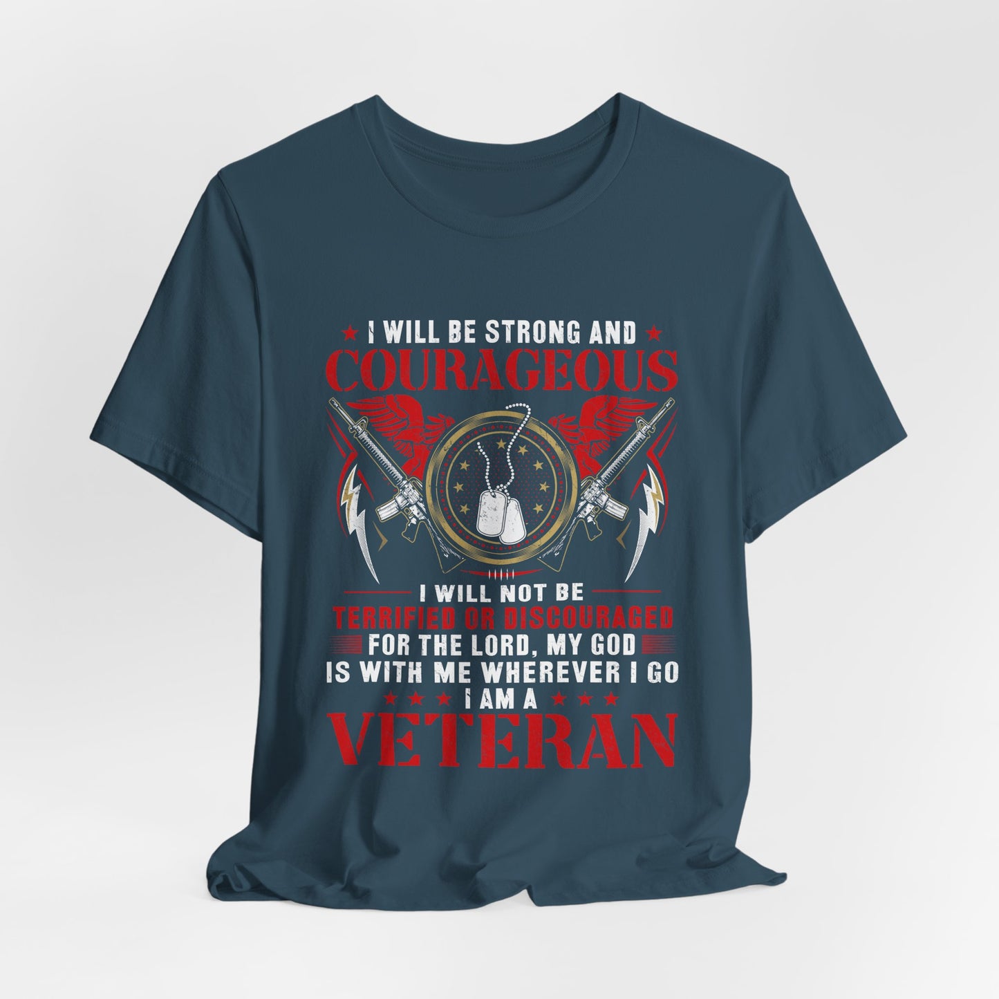 Courageous Veteran Prayer Tee Military Dog Tags Unisex Cotton T-Shirt v37