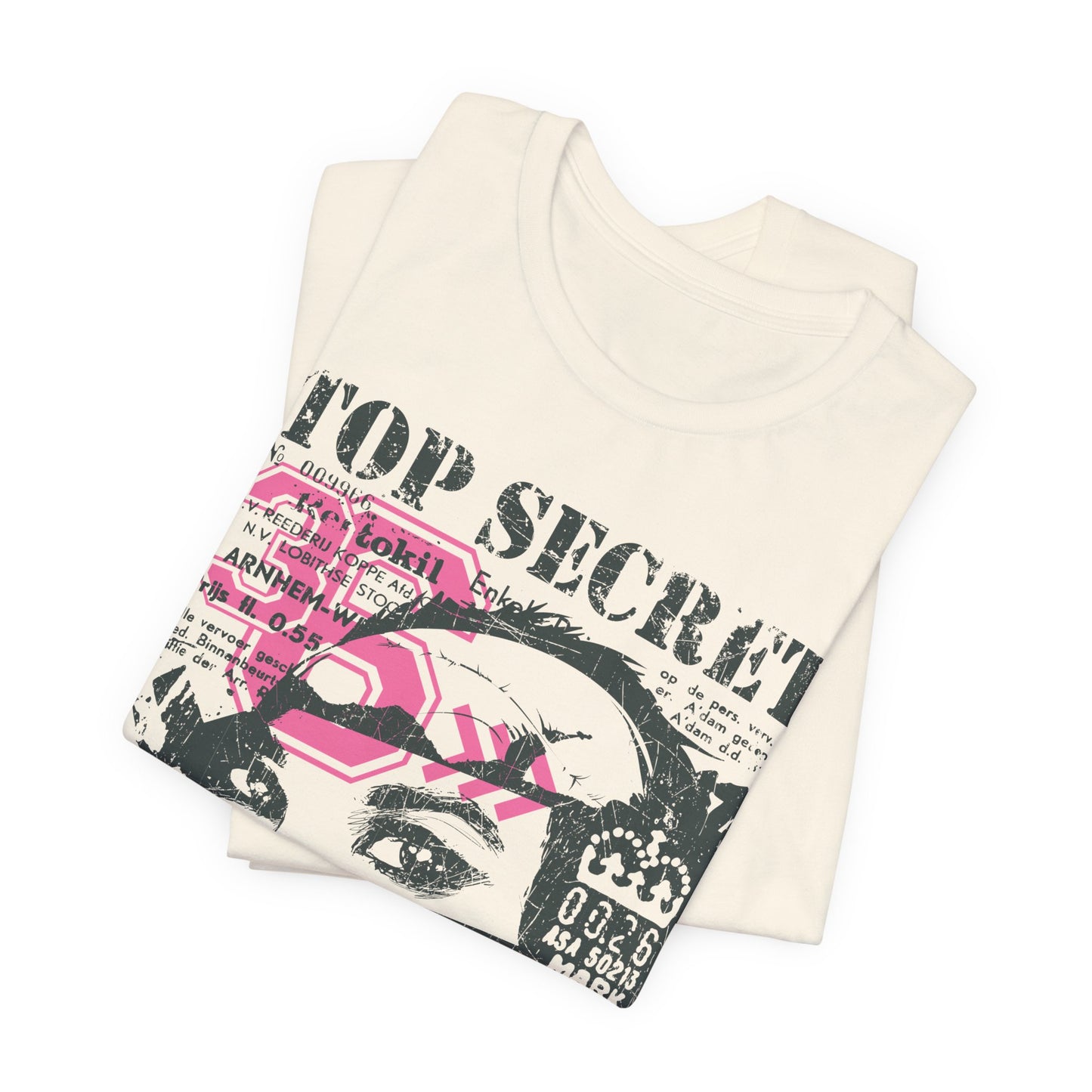 Top Secret Skull Face Tee Grunge Graphic T-Shirt Retro Collage A-6
