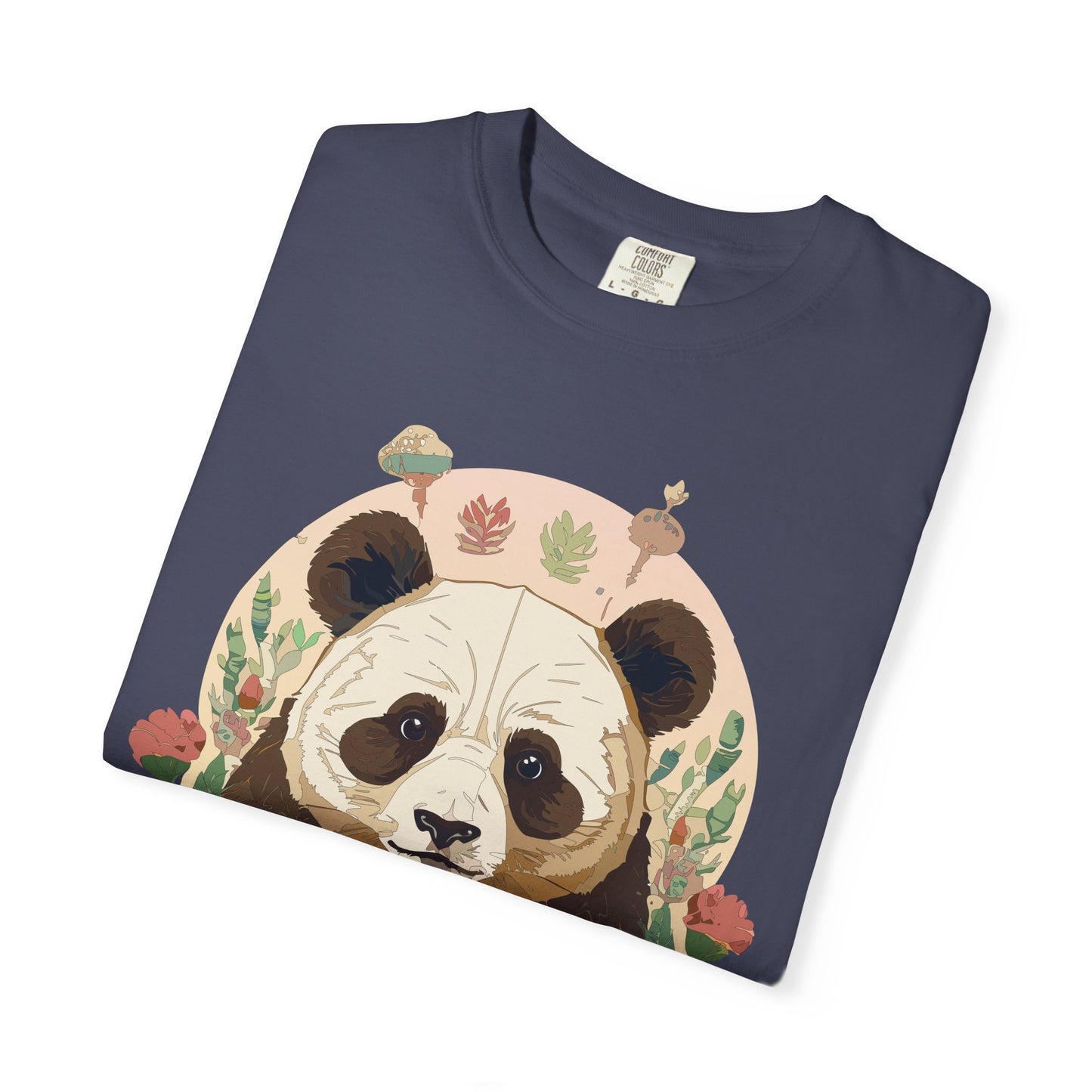Panda Portrait T-Shirt Unisex Cotton Floral Chinese Graphic Circle Animal Art Tee p2