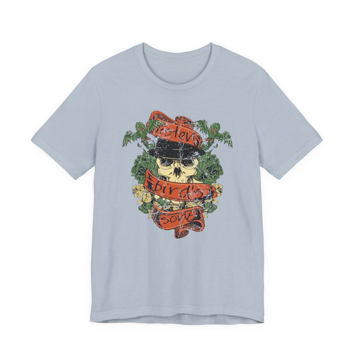 Skull Floral Tattoo Style Graphic Design Unisex Cotton T-Shirt Art-38
