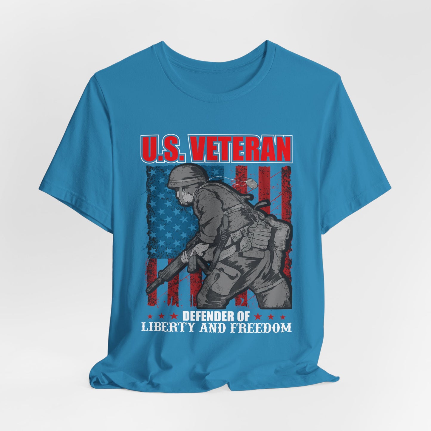 U.S. Veteran Soldier Illustration Tee Defender of Liberty and Freedom Unisex Cotton v31