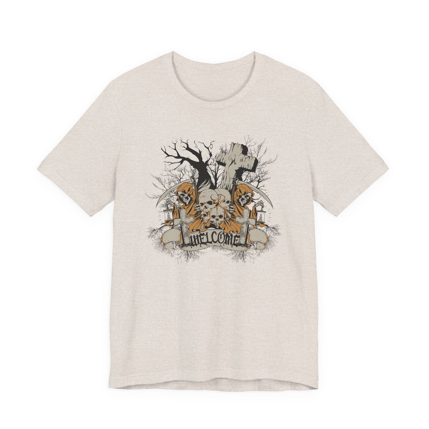Skull Halloween Graphic Design Unisex Cotton T-Shirt Art-50